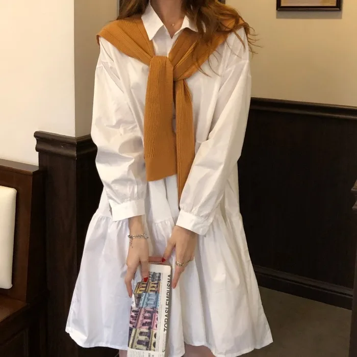

French Style Long Sleeve Dress Female Design Non-mainstream Spring and Autumn Dress Fairy Girl Mori Style Elegant White Shirt