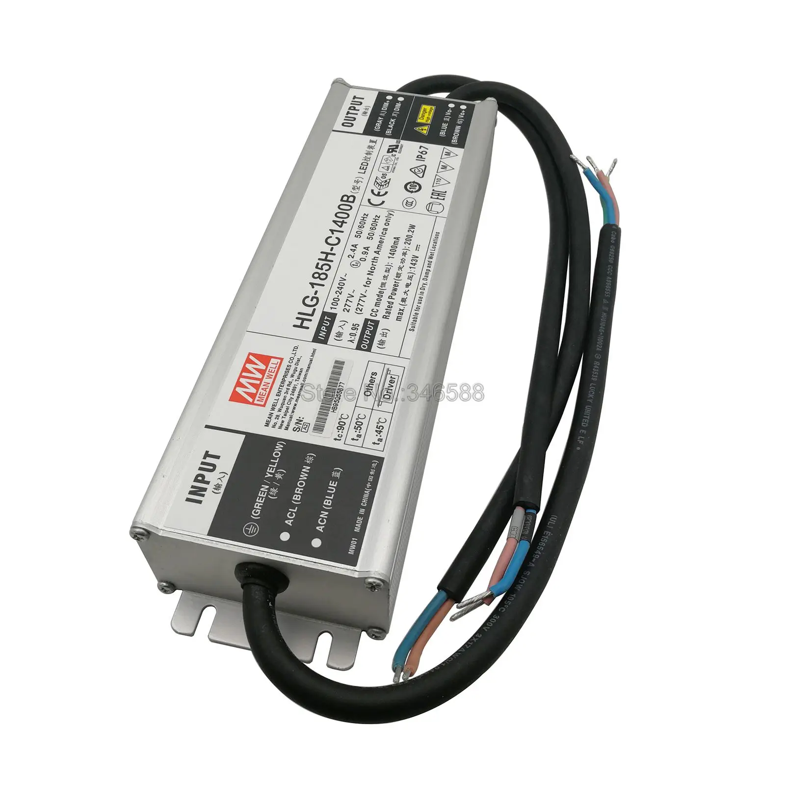 Светодиодный источник питания Meanwell HLG 185H C1400B 200 Вт с одним выходом мА для 4