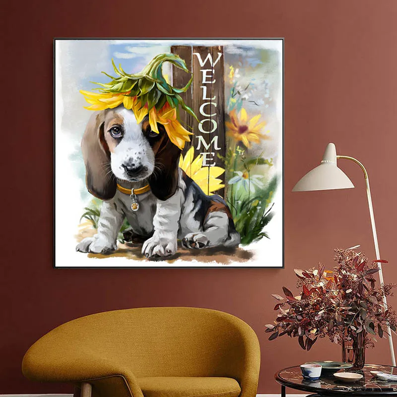 

Dog 5D Diy Diamond Painting Living Room Home Decor Mosaic Animal Diamond Cross Stitch Art Full Drill Embroidery