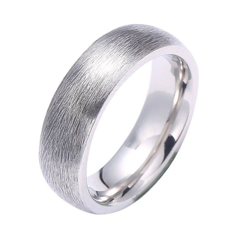 Серебряный Цвет простые щеткой для мужчин кольца женщин никогда не увядает
