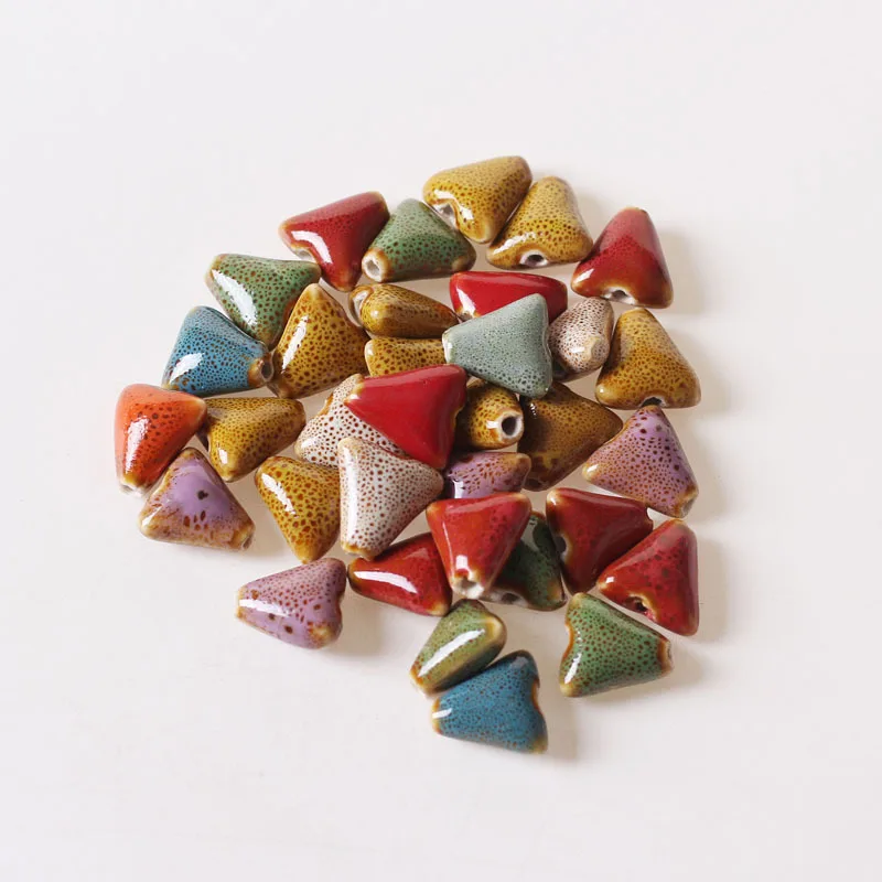 

20 PCS 16mm Triangle Ceramic Beads DIY Porcelain Spacer Bead Loose Beads For Necklace Bracelet Jewelry Making