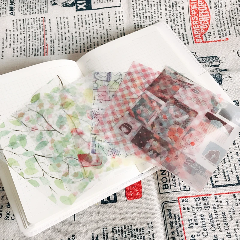 6 цветов винтажные Прозрачные бумажные стикеры в виде бархата для рукоделия