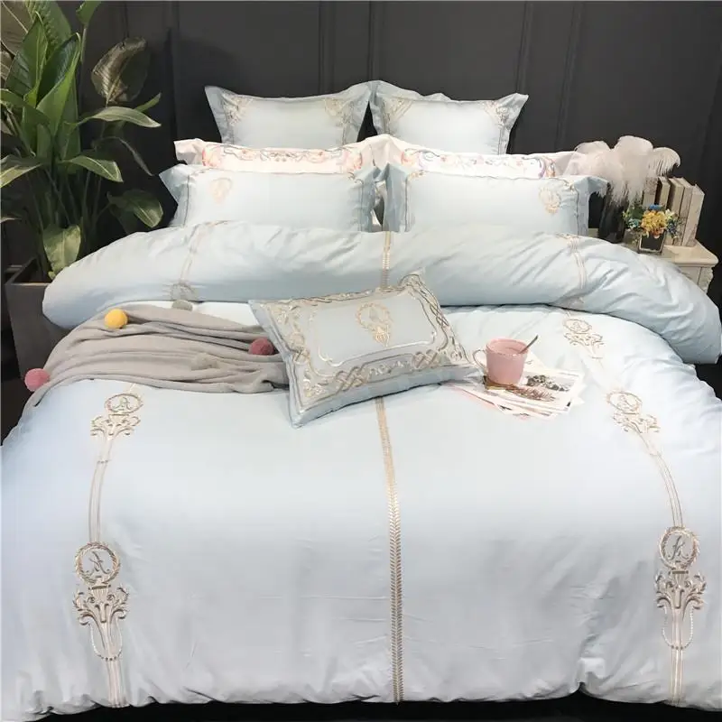 

J/7Pcs Queen King size Luxury Egyptian cotton Bedding Set Classical Chinese Embroidery duvet covers Bed cover set bedclothes