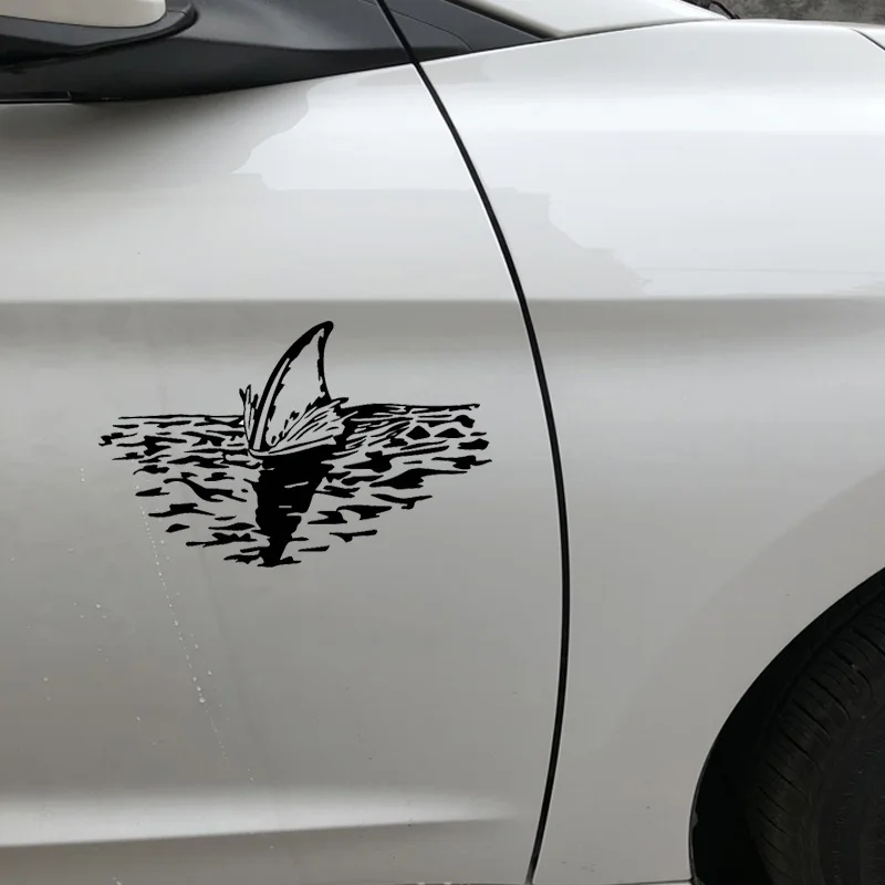 YJZT 11CM*17.8CM Car Side Door Window Decoration Shark Sticker Vinyl Decal Black/Silver C30-0103 | Автомобили и мотоциклы