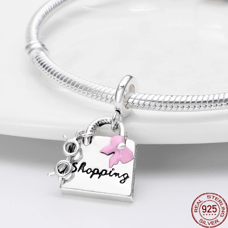 plata charms of ley 925 Sterling Silver Fresh Fashion Bag Charms Beads Fit Original Pandora Bracelet Making DIY Fashion Jewelry 