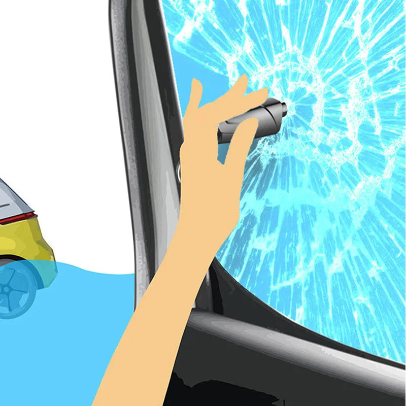 

Portable Mini Safety Hammer Auto Glass Emergency Car Window Breaker Cutter Life-Saving Escape Rescue Hand Tool with Keychain