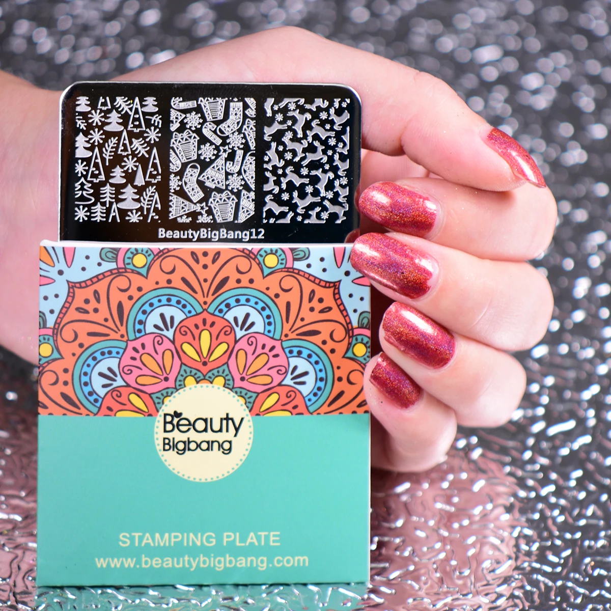 1 шт BeautyBigBang рождественские трафареты для ногтей многоразовые штамповочные художественные пластины Рождественский маникюрный шаблон инструменты для ногтей