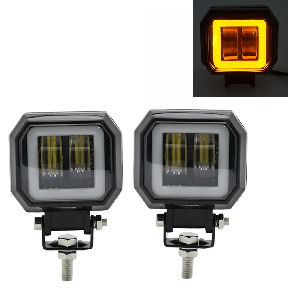 

2 шт./1 шт., 3 дюйма, 40 Вт, водонепроницаемый круглый светодиодный светильник «ангельские глазки», 12 В, 24 В, 6500 К, белый синий, для мотоцикла, внедорожника, светодиодный светильник