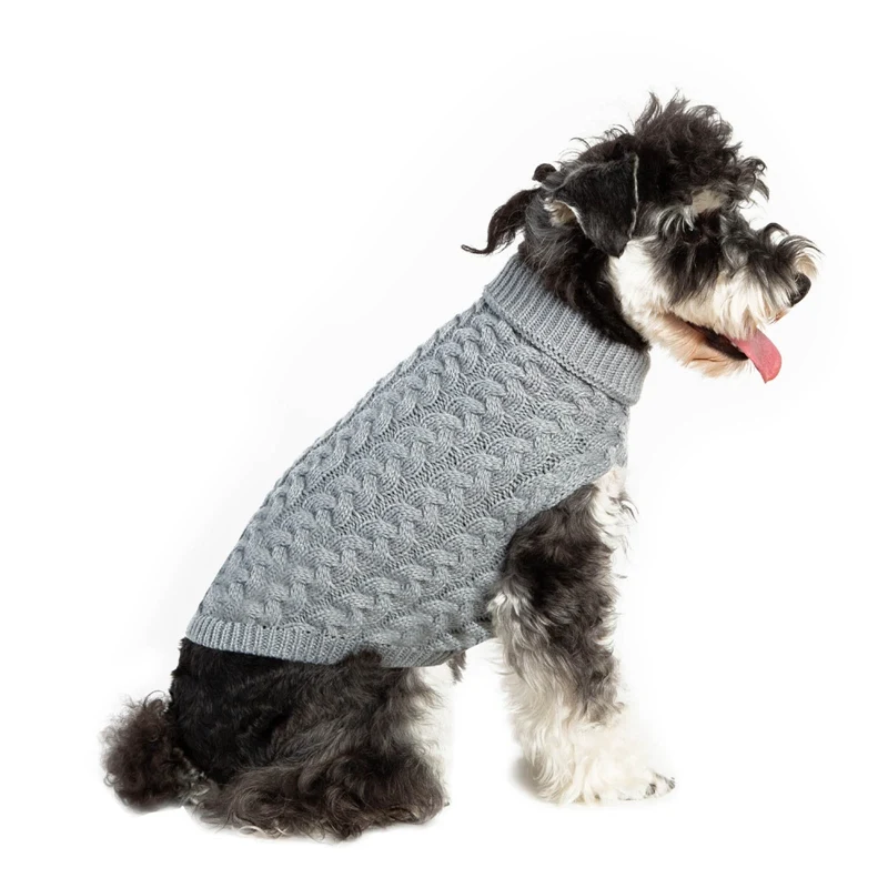 

2020 New Pet Dog Autumn and Winter Warm Clothes Classic Soild Color Fleece Sweater Creative Knitted Wool Sweater For Puppy Dog