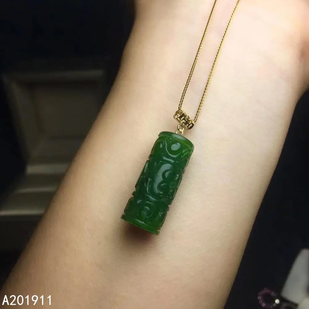 

KJJEAXCMYY fine jewelry 18K gold inlaid natural Jasper luxurious female necklace pendant popular support test trendy