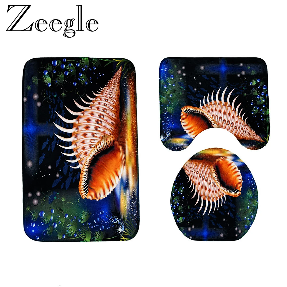 Zeegle ковер для ванной комнаты 3 шт./компл. коврик для ванной фланелевый коврик для ванной комнаты Набор коврик для туалета Впитывающее покрытие коврик для ванной комнаты