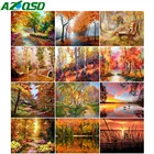 AZQSD картина масляная краска по номерам Дерево осень ручной работы подарок Рисование по номеру пейзаж домашний настенный художественный холст краска ing Art