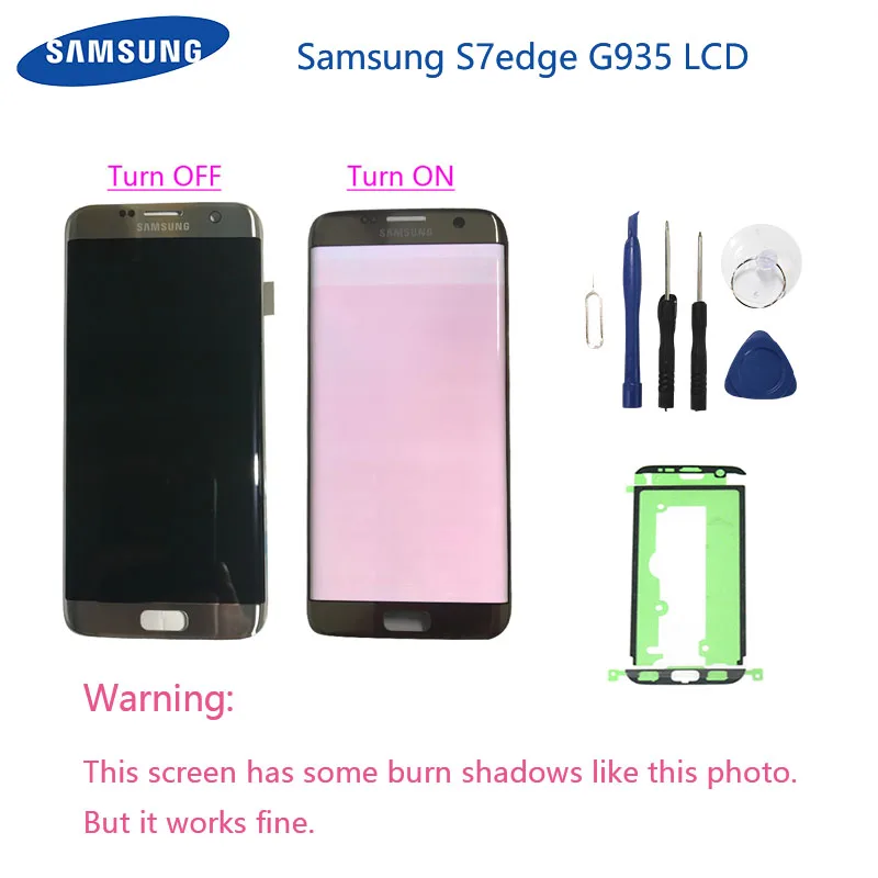 

Super AMOLED For Samsung Galaxy S7 Edge G935F G935FD Burn-in shadow Lcd Display Touch Screen Digitizer 5.5'' With Frame