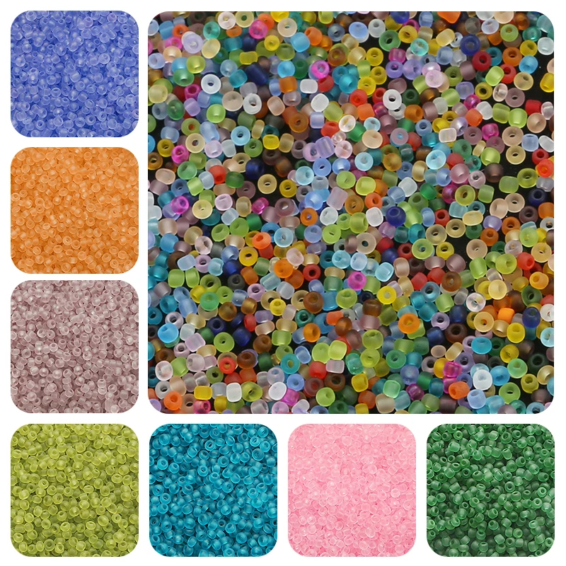 

700pcs/lot 3mm Transparent Matte Round Hole Bead Solid Color Czech Glass Seed Spacer DIY Beads For Kids Jewelry Making