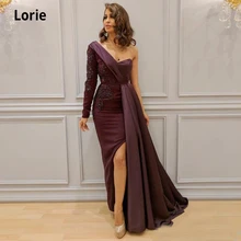 Lorie vestido de noite com um ombro, sereia, cetim, manga longa, com apliques, vestido de festa 2021 (3)
