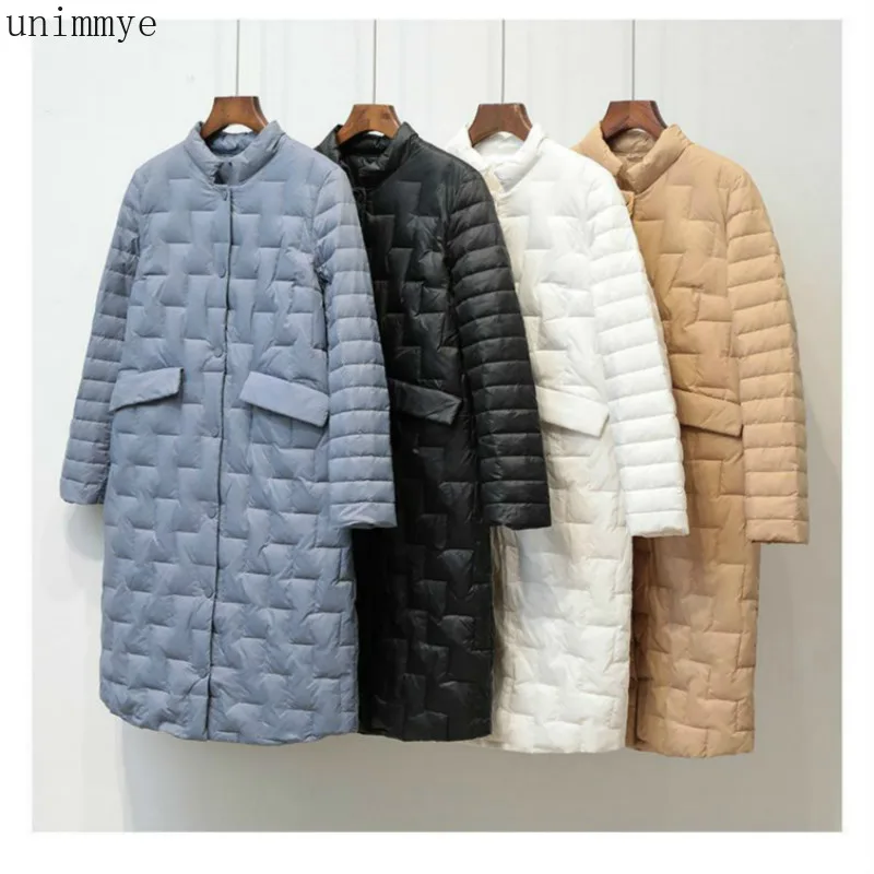 

Women Winter Coat Stand Collar White Duck Down Woman Inner Women Light Long Jacket Coat Women Coat Casaco Feminino Parkas Y13