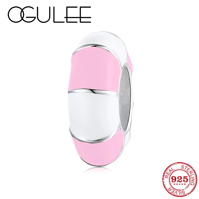 Креативное кольцо из стерлингового серебра 925 пробы с розовой эмалью для