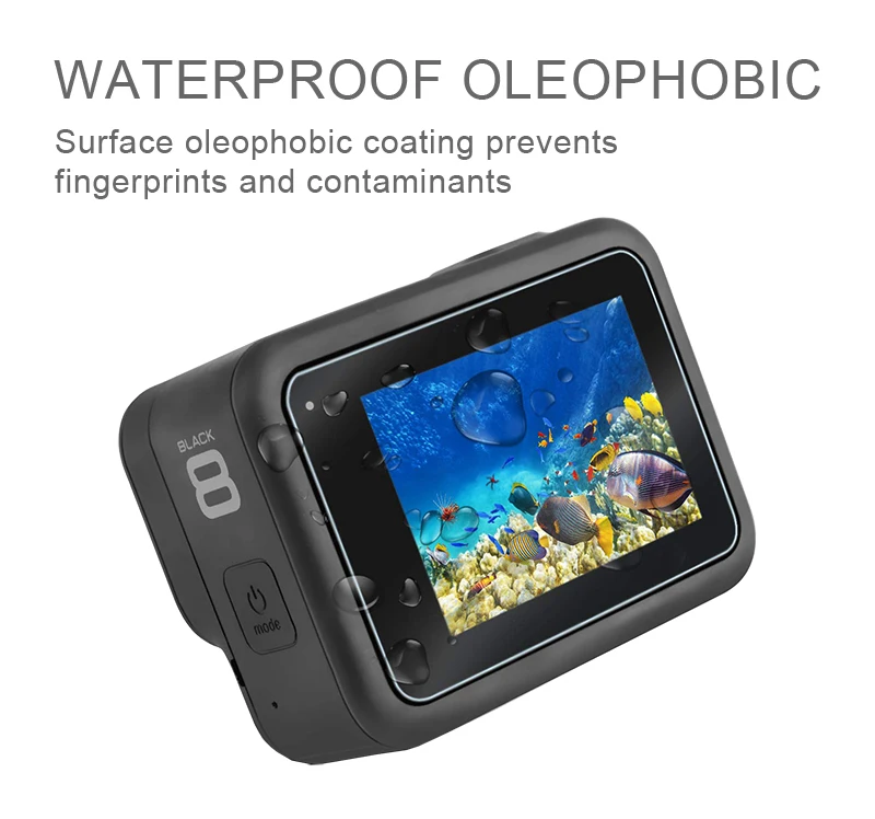 Силиконовый чехол для GoPro Hero 8, черное закаленное стекло, защита экрана, защитная пленка для объектива, чехол для Go Pro 8, аксессуары