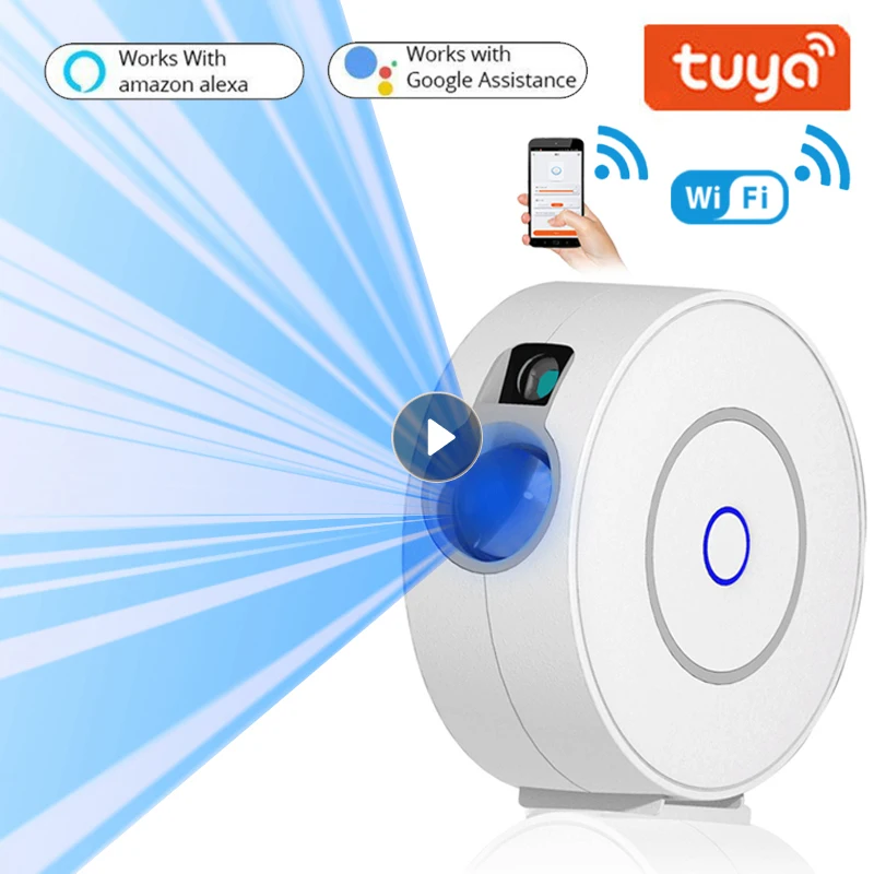 

WiFi Tuya Smart Star Projector Galaxy Laser Starry Sky Projector Waving Night Light Colorful APP Wireless Control Alexa Google