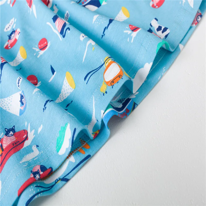 Детское платье с длинным рукавом карманами и мультяшным принтом | Детская одежда