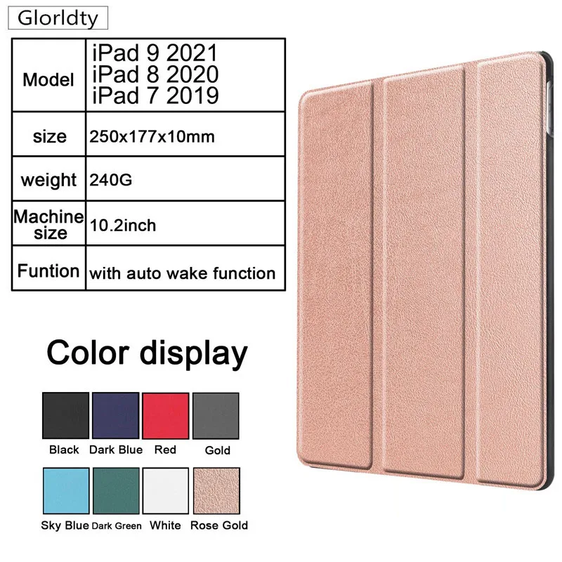 

Tablet case for ipad 10.2 2019 Tri-Fold Printed cover for Apple ipad 7 7th 10.2" A2200 A2198 A2197 protective Flip Smart case