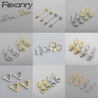 foxanry prevent allergy 925 stamp earrings for women trendy elegant simple sparkling zircon party jewelry wholesale