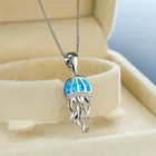 Женский синий Опаловый кулон в стиле бохо, модное ожерелье с серебряной цепочкой из циркона для женщин, милое свадебное ожерелье с Медузой