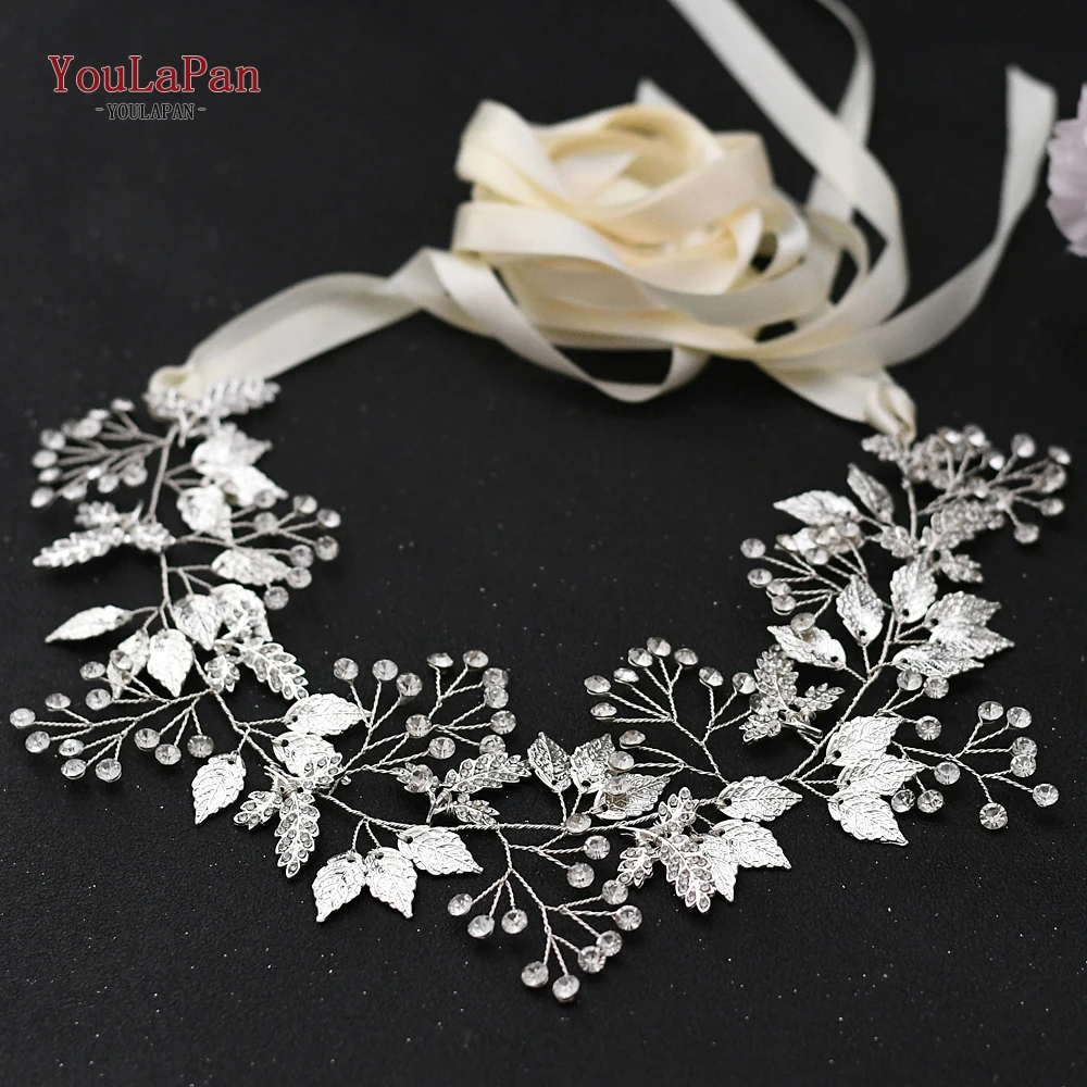 

YouLaPan SH291 Silver Diamond Wedding Belts Alloy Leaves Wedding Dress Belt Wedding Accessories Bridal Ribbon Sash Belt