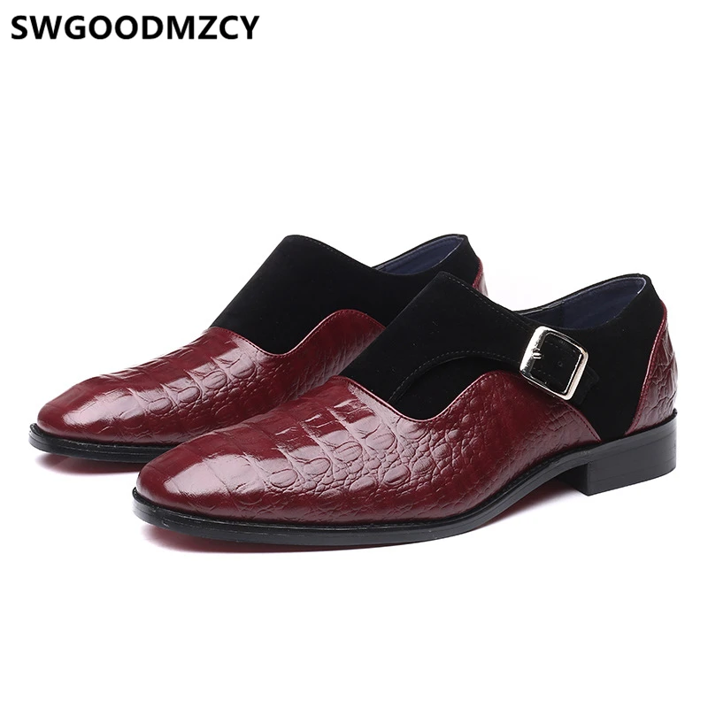 

Crocodile Shoes Monk Strap Pointed Toe Plus Size Shoes Black Vintage Shoes Men Oxford Italian Zapatos De Hombre De Vestir Formal