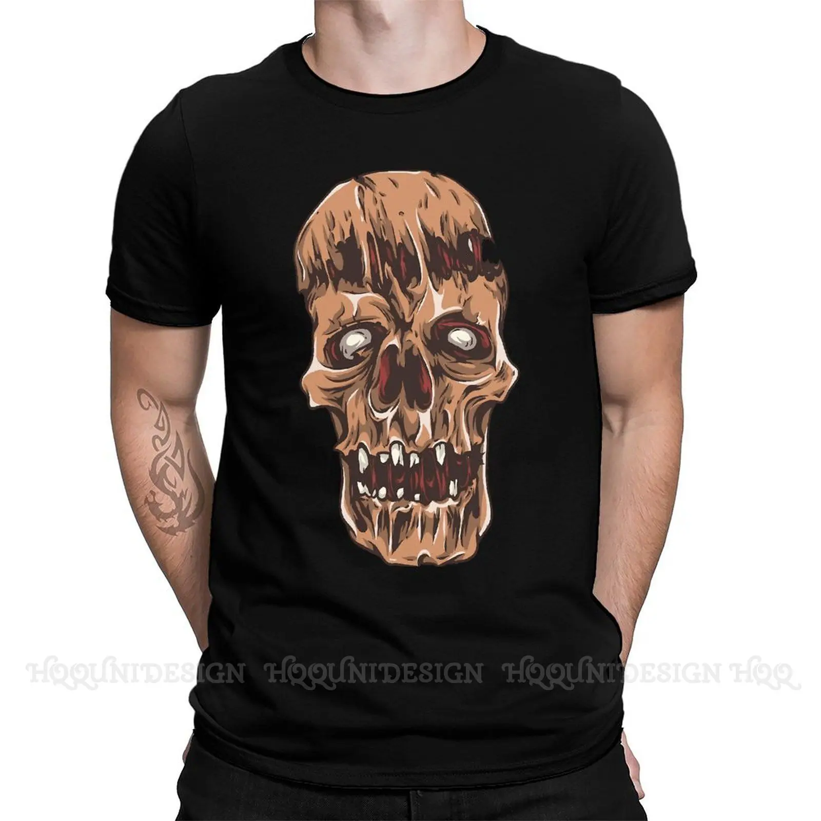 

High Quality Men Zombie Rocker Electric Guitar TShirt Zombie Skull Pure Cotton Shirt Tees Harajuku For Adult Camisetas