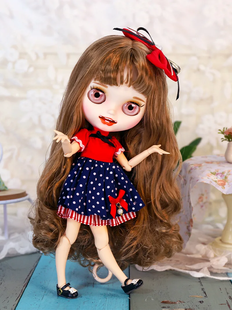 Кукла Blyth 1/6 BJD Joint Body Matte Face Spray Макияж с париком Обувь Руки Модные милые