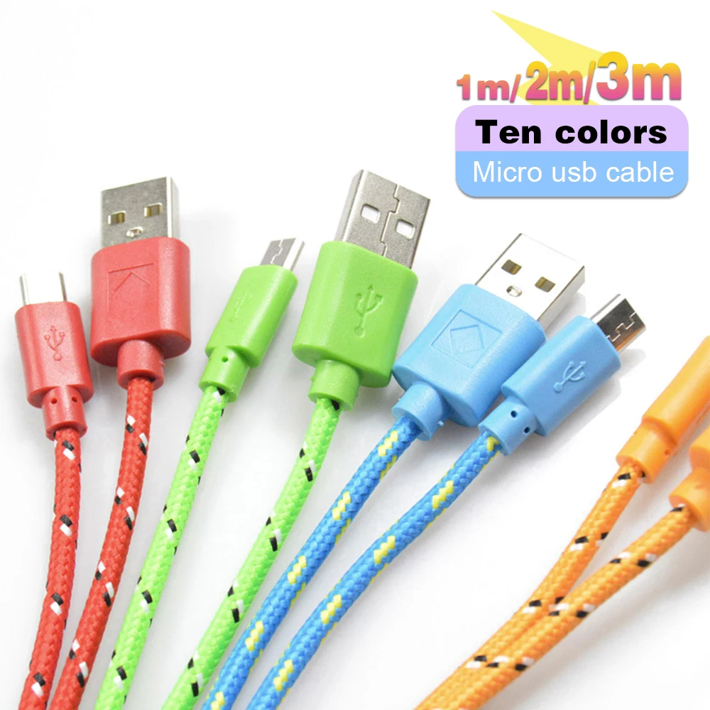 1 м/2 м/3 м нейлоновые Кабель Micro USB в оплетке для синхронизации данных Зарядное