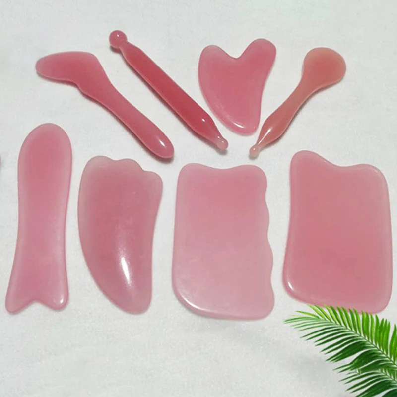 

Natural Rose Quartz Jade Gua Sha Board Acupuncture Massage Face Lifting Stone Guasha Scraping Facial Gouache Pink Quartz Massage