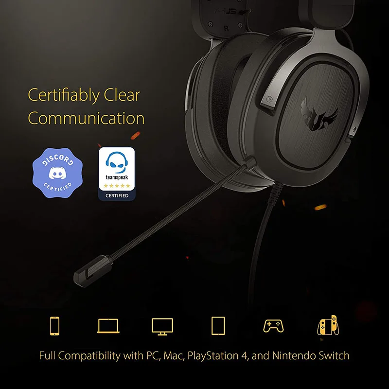 Оригинальная игровая гарнитура Asus TUF Gaming H3 3 5 мм объемный звук глубокие басы