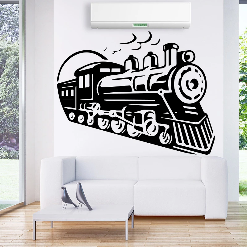 Виниловая наклейка на стену в виде поезда стиле ретро наклейки для гостиной