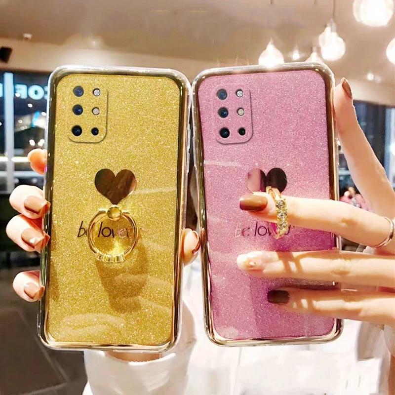 lovecom bling glitter ring holder soft cover for one plus 8t phone case for one plus 8 pro n100 nord n10 love heart bumper case free global shipping