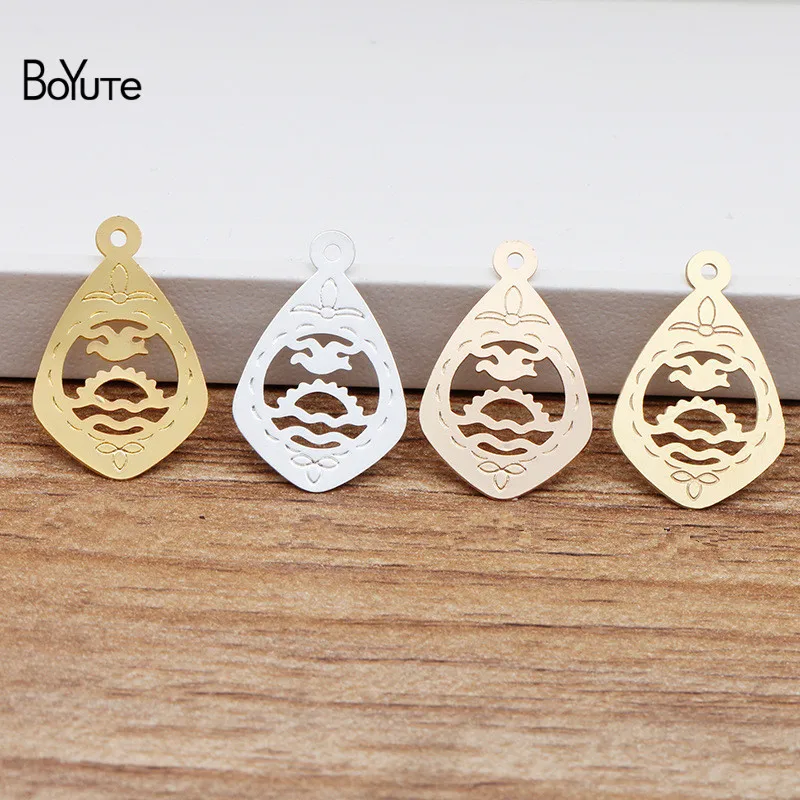 

BoYuTe (100 Pieces/Lot) 14*22MM Metal Brass Water Drop Sheet Pendant Diy Hand Made Jewelry Accessories Wholesale