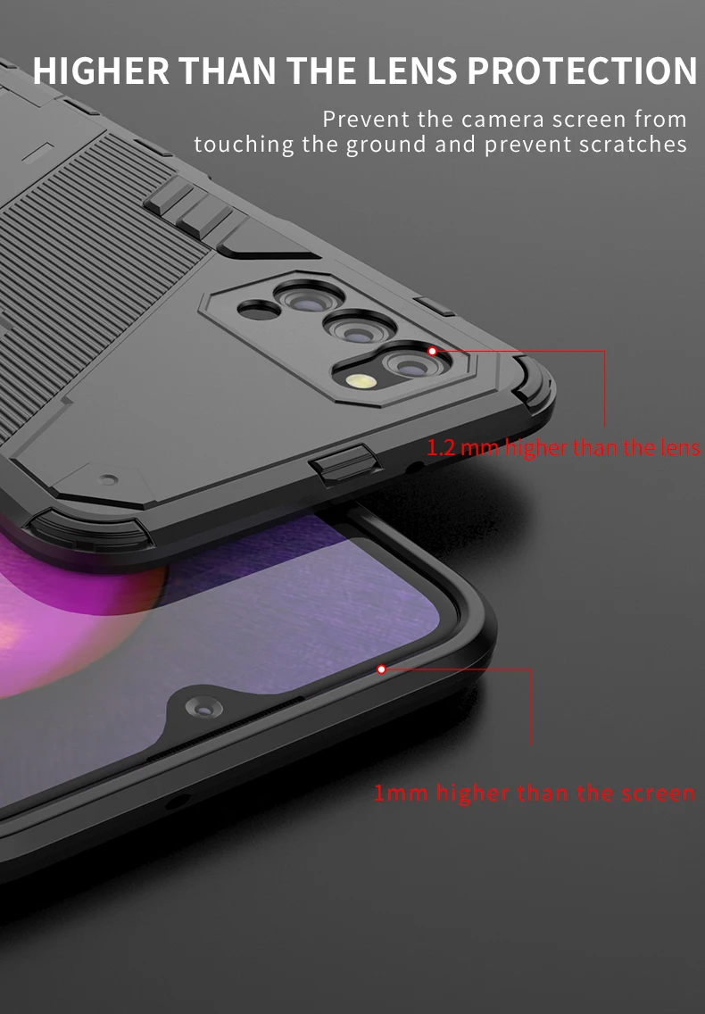 For Samsung Galaxy A03s Case For Samsung A03s A12 A22 A32 A52 A72 A02 A82 Cover PC Silicone Stand Protective Shockproof Case