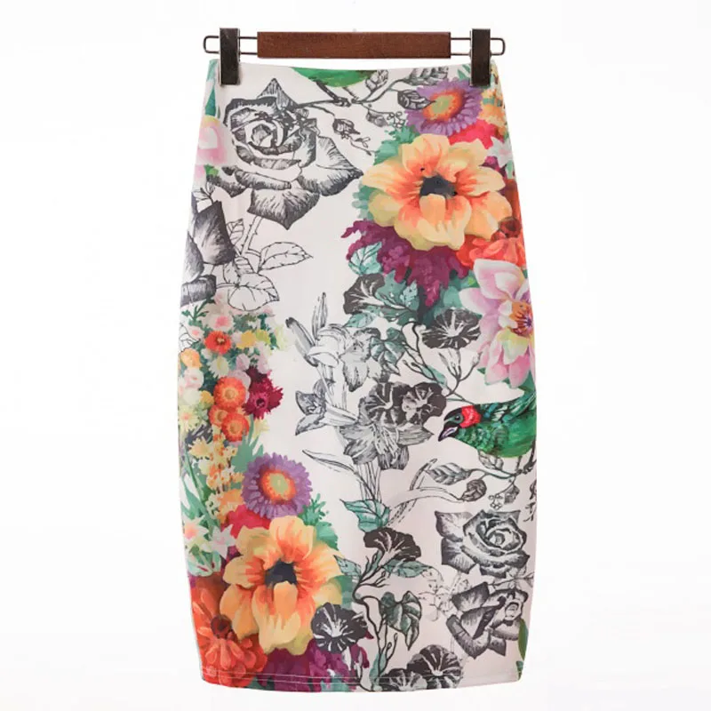 Юбка Женская Офисная с высокой талией и цифровым принтом|Женские юбки| |