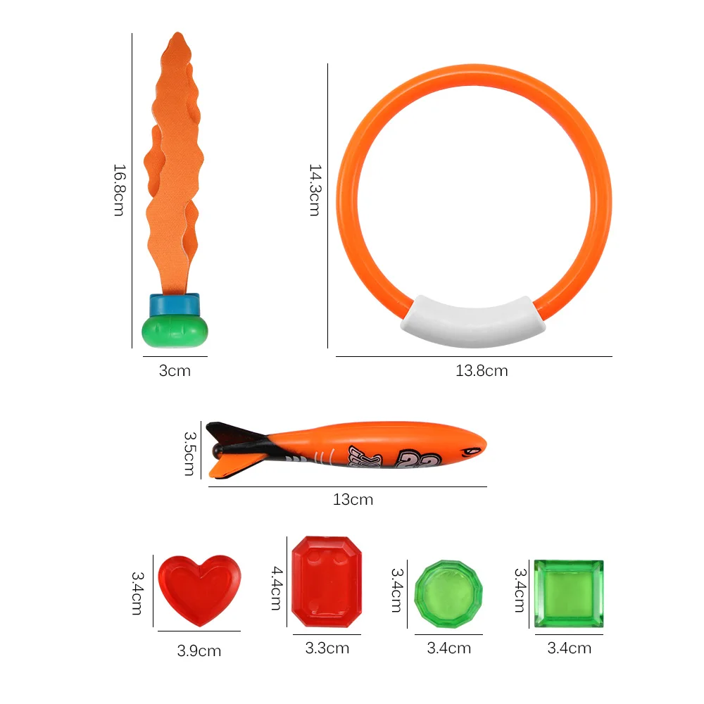 

19 Pcs/Set Diving Toys Shark Torpedo Rocket Throwing Toy Funny Swimming Pool Diving Game Children Dive Dolphin Accessories Toy