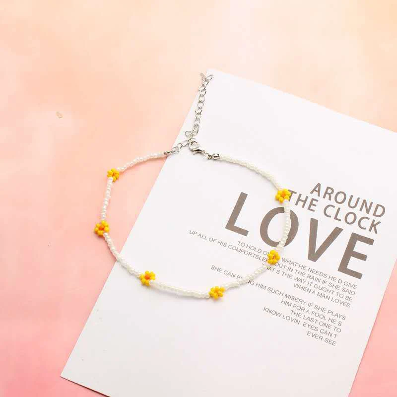 Ожерелье из бисера декоративные богемные красочные бусины Маргаритка ожерелье с