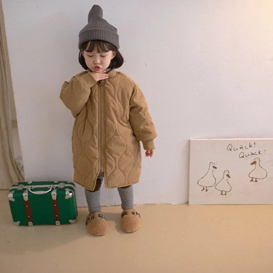 

2021 90-130 Cm Winter Girls Boys Casual Long Parkas Baby Kids Children Thick Warm Coat Outerwear