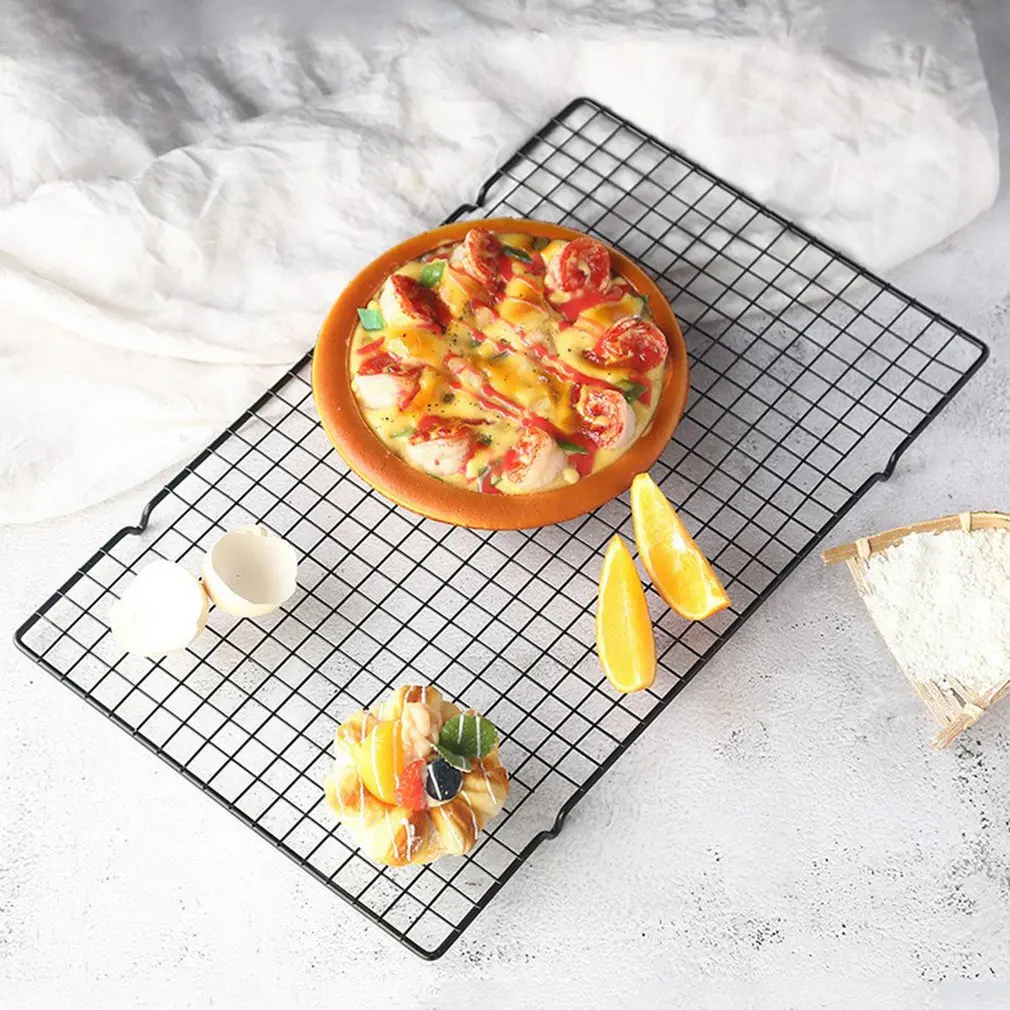 

Stainless Steel Wire Grid Cooling Tray Cake Food Rack Oven Kitchen Baking Pizza Bread Barbecue Cookie Biscuit Holder Shelf