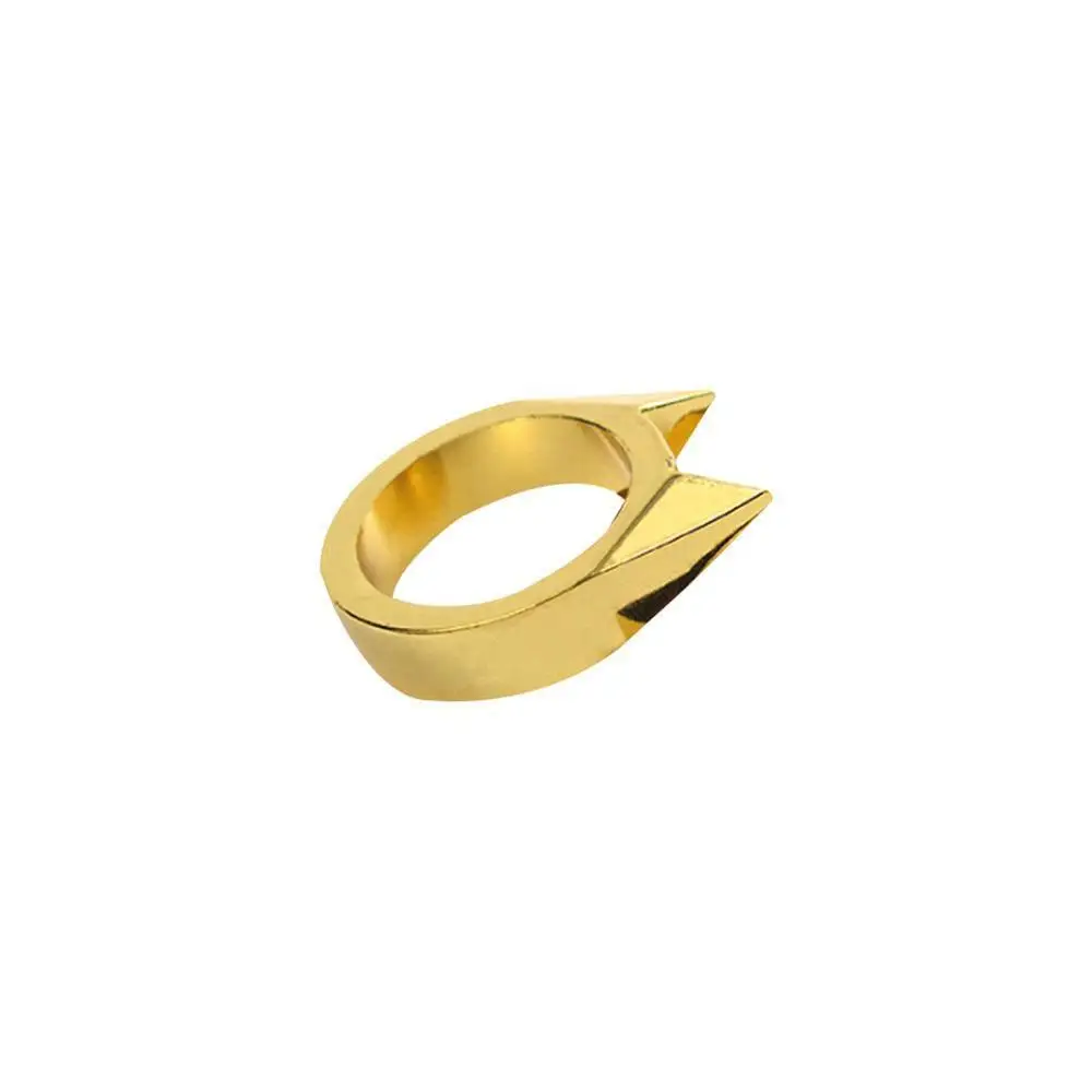gold Punk Finger Ring Men Women Cool cute Cat Ear Self Defence Pendant Keychain Multifunction Outdoor Survival Tool Jewelry Gifts - Цвет основного камня: gold