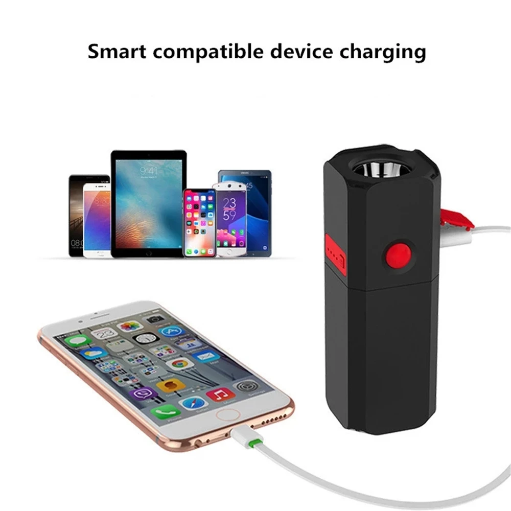 

ZKFYS 10400mAh Mini Power Bank With Powerful LED Flashlight Tactical Torch Built-in Battery Hunting Flashlight Waterproof Torch
