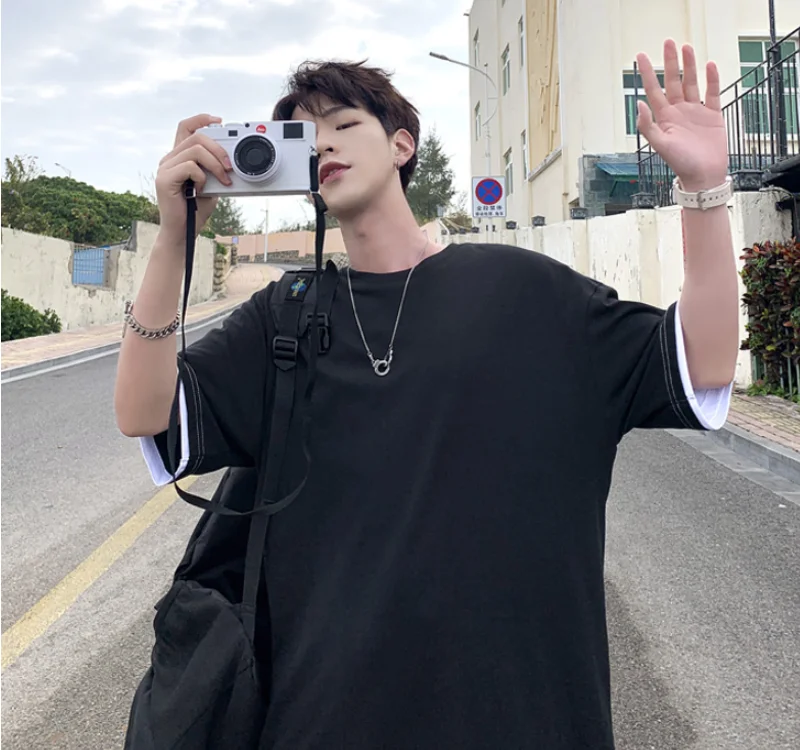 Новинка весна лето 2019 Популярная Корейская версия футболки в стиле хип хоп ретро