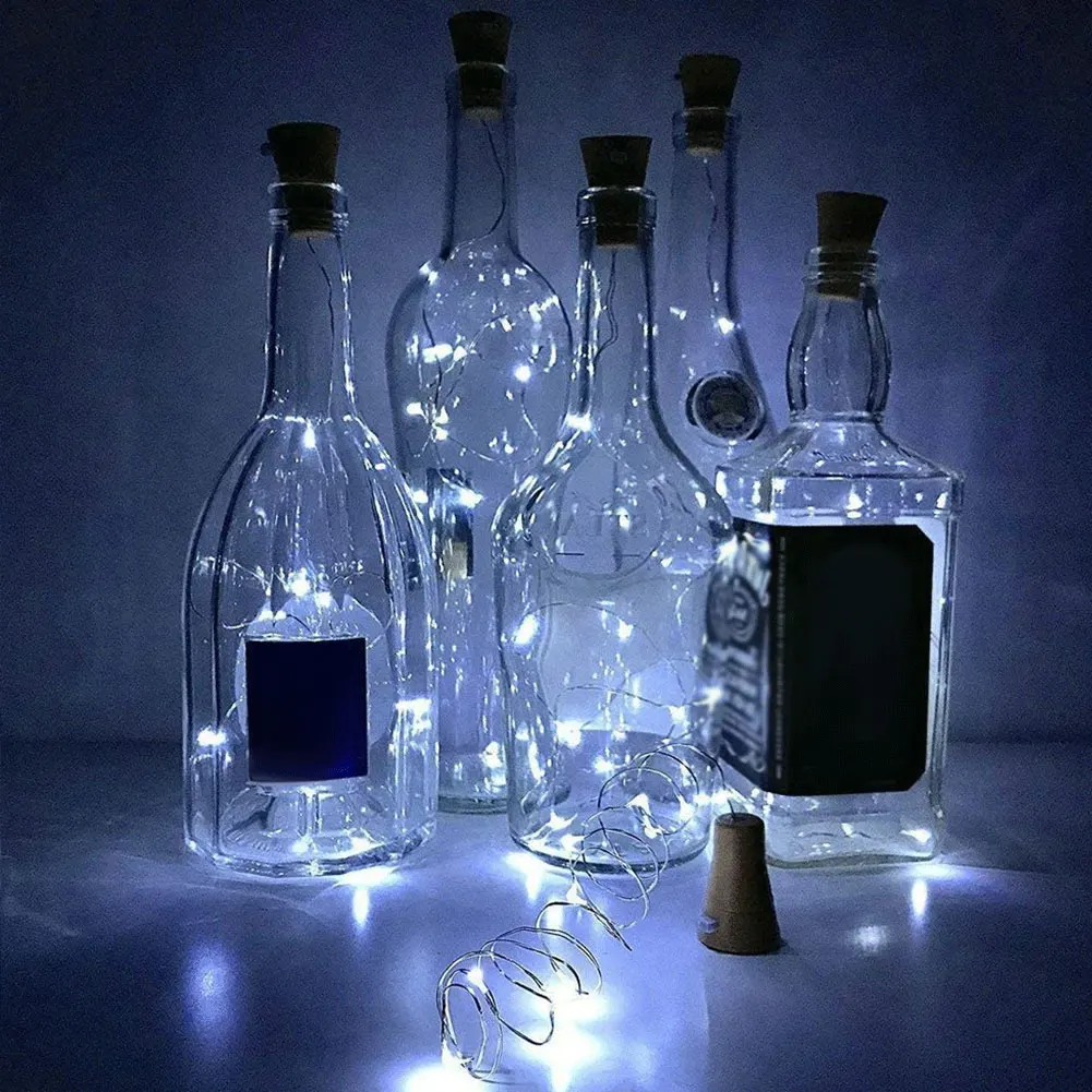 Solar botella de corcho botella de guirnalda de luz de botella de vino de hadas luces 1m LED luz barra de luz fiesta de cumpleaños Luz de tapón de botella de vino Bar