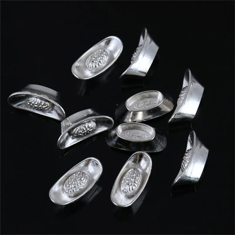 

10 шт. китайский Серебряный слиток фэншуй счастливый юанбао Украшение Декор для удачи