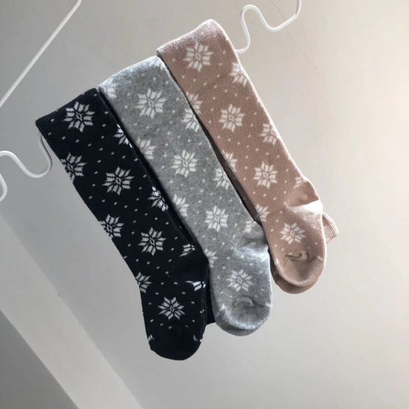 Best Sale Baby Girls Snowflake Embroidery Tights Cotton Knee High Socks Girl Christmas Pantyhose Kids | Мать и ребенок