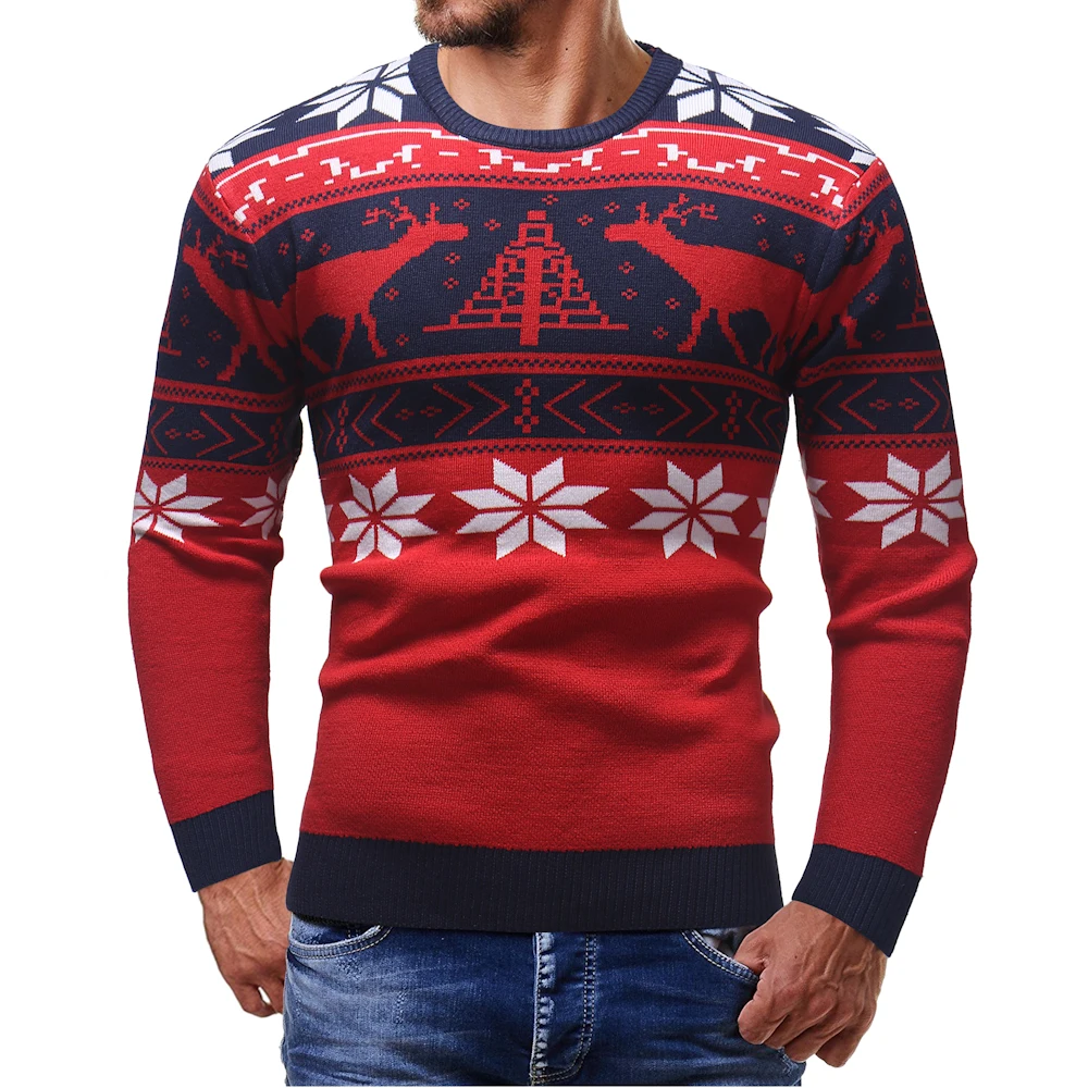 Мужской тонкий модный брендовый свитер, мужской кардиган, облегающие вязаные Джемперы, теплый осенний Рождественский свитер с оленем, повс...